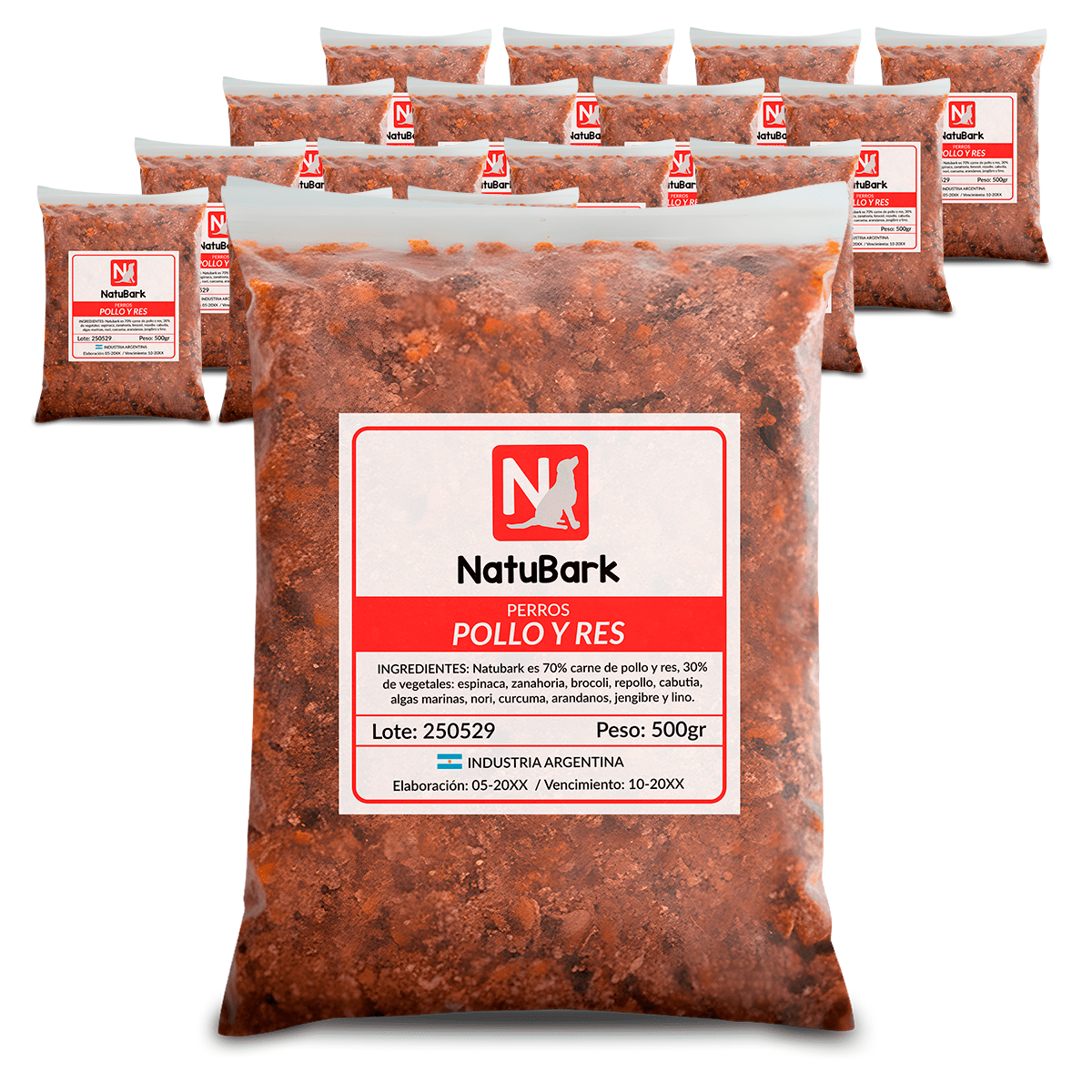 10 kg Alimento Natural Cocido para Perros: Mix Premium de Pollo, Res y Vegetales